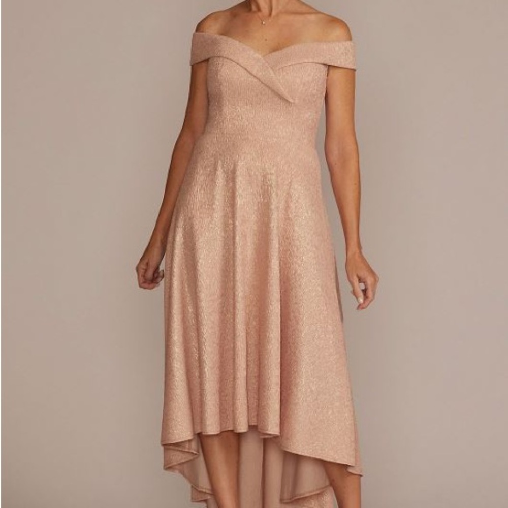 Rose Gold high low metallic dress